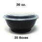 [散装20箱] 36盎司圆形黑色塑料容器套装 - 150套/箱
