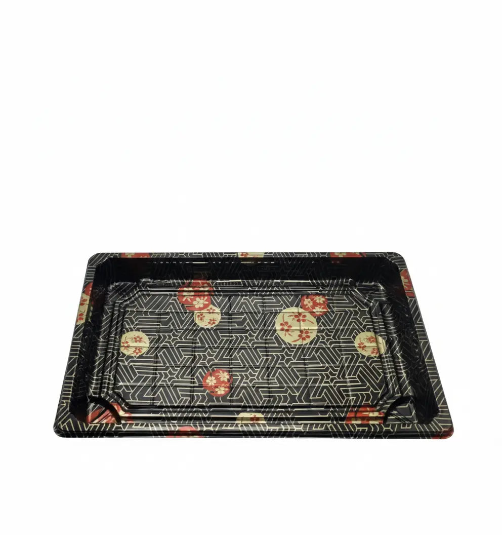 G-09黑色长方形塑料寿司托盘（带盖）