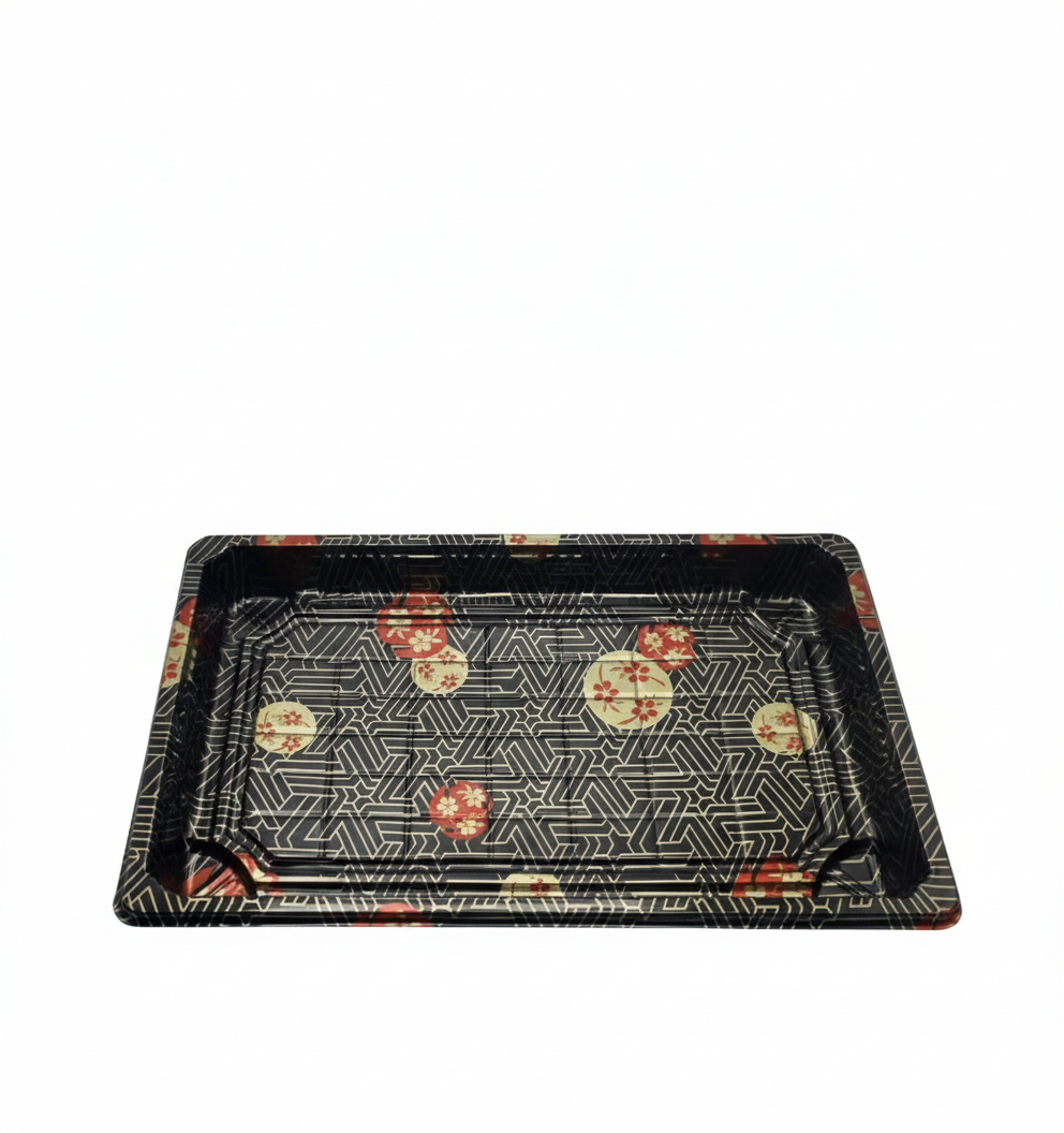 Decorative tray with geometric pattern on a white background