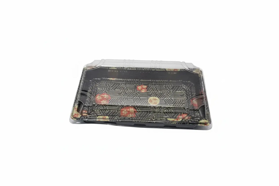 G-07黑色长方形塑料寿司托盘（带盖）