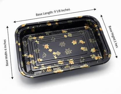 G-825 Rectangular Black Plastic Lunch Box Set 9 1/8" X 6 3/8" X 1 3/8" - 300/Case