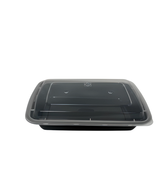 GCT 28 oz. Rectangular Black Plastic Container Set (G-868) - 150/Case