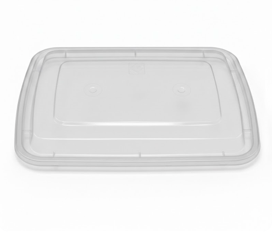 Clear plastic lid on a white background