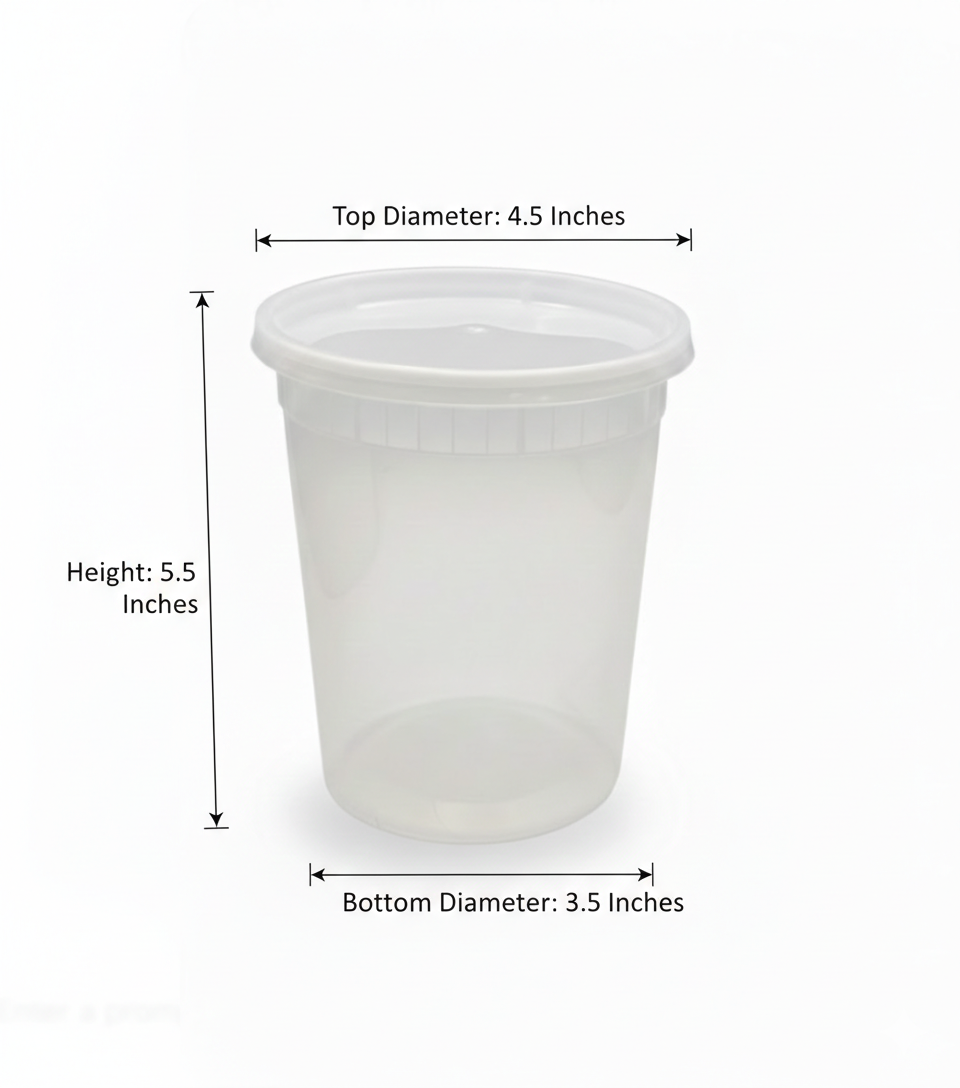 White plastic cup with measurements on a white background