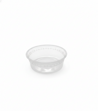 Clear plastic container on a white background