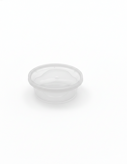 Clear plastic container on a white background