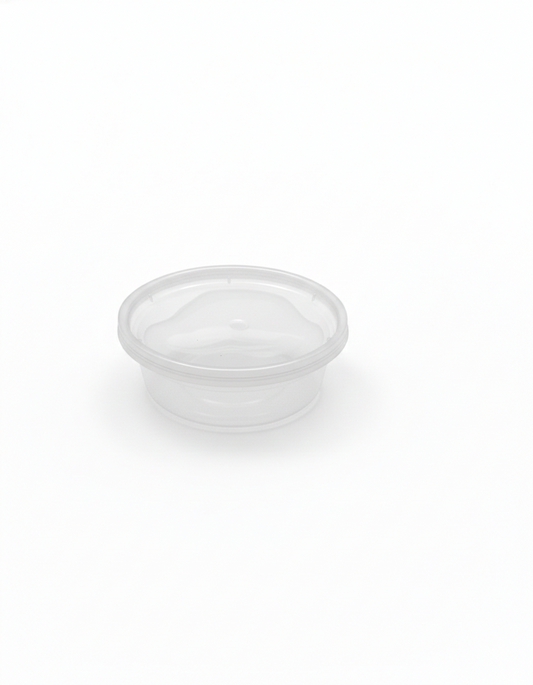 Clear plastic container on a white background