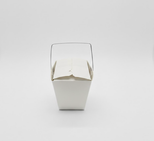 White paper cup with a clear lid on a light gray background