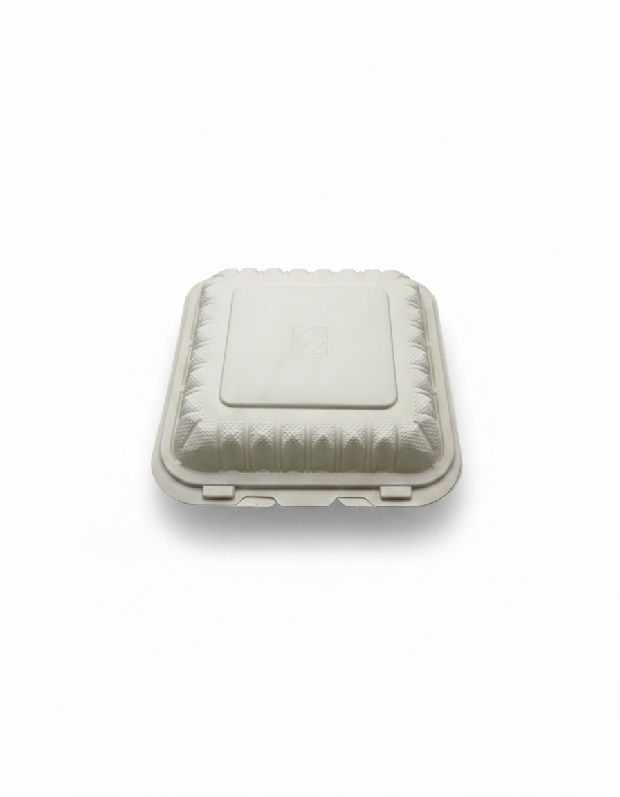 White foam food container on a white background
