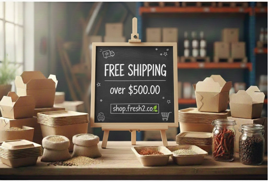 Fresh2 offers free delivery on wholesale restaurant supplies and disposable food packaging for orders over $500
