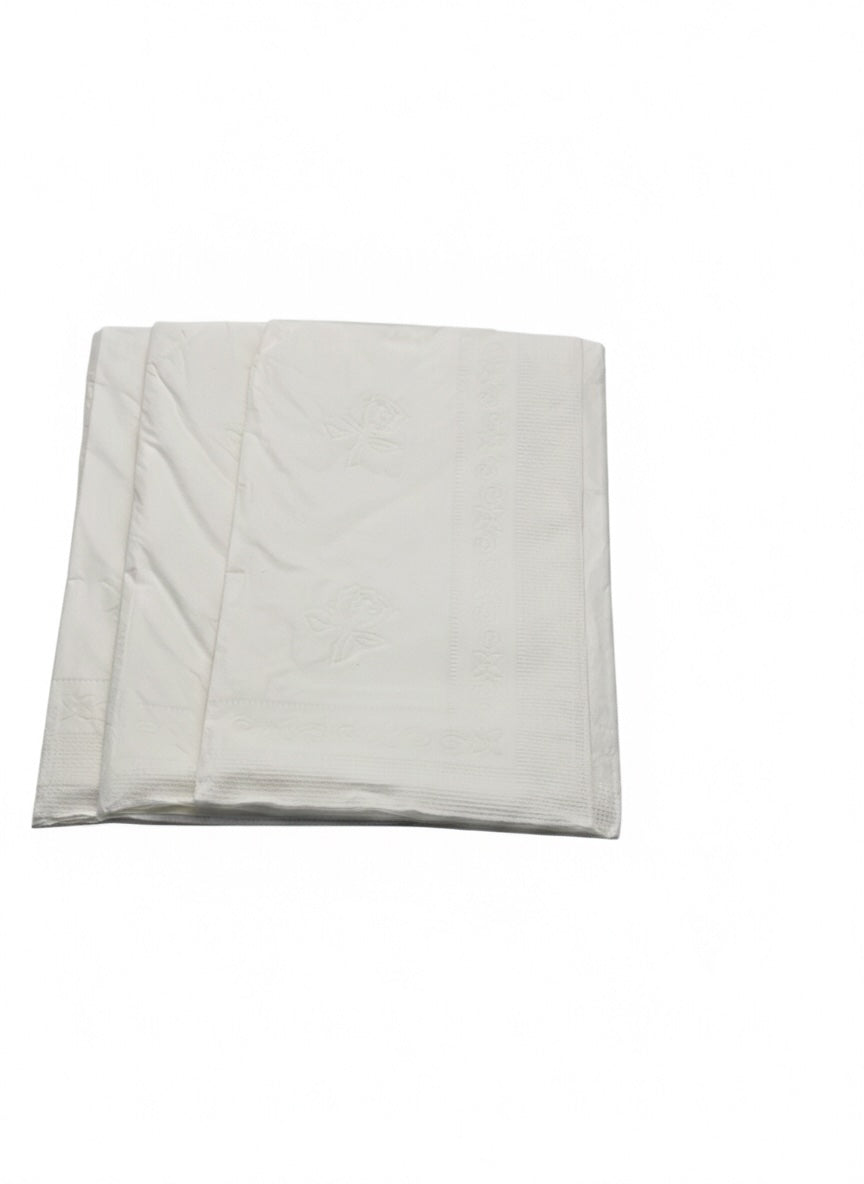 Folded light gray blanket on a white background