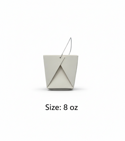 Small white bucket with a handle on a white background, labeled 'Size: 8 oz'.
