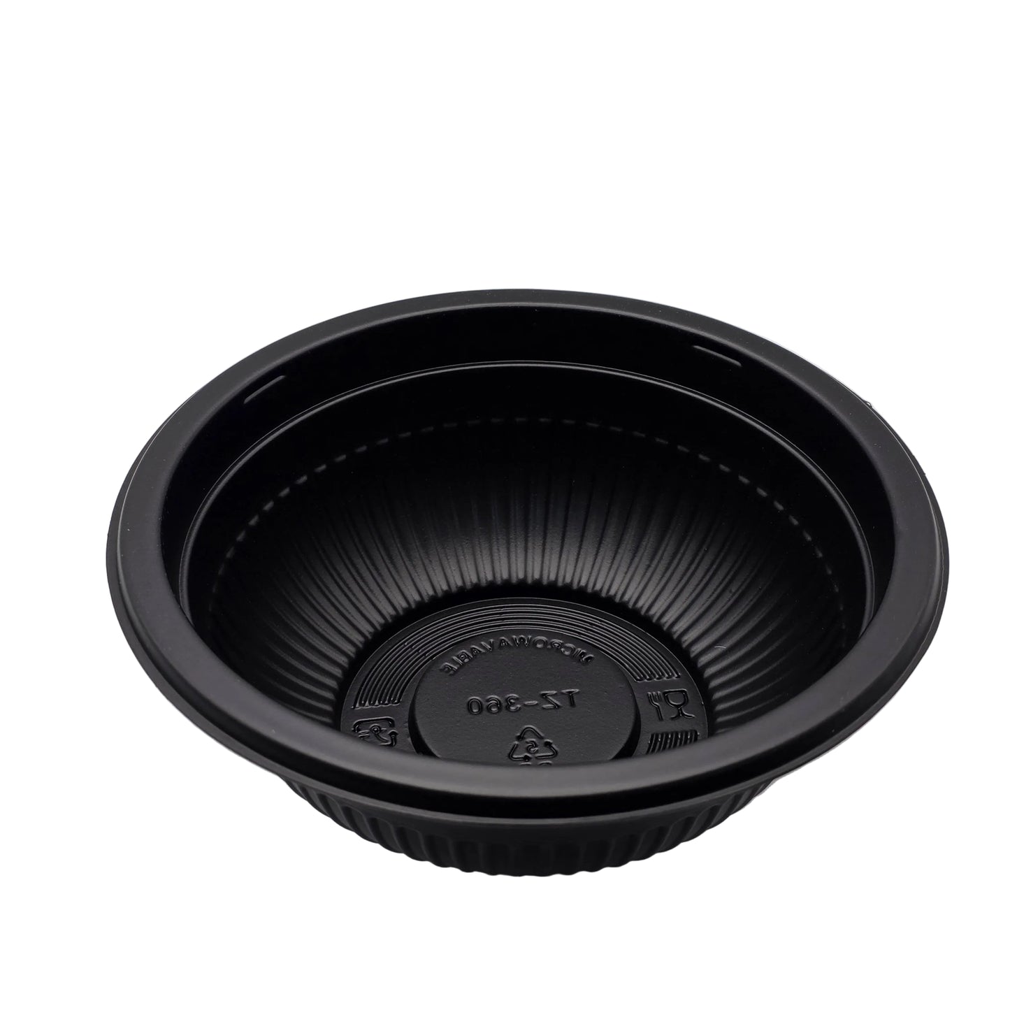 Black plastic bowl on a white background