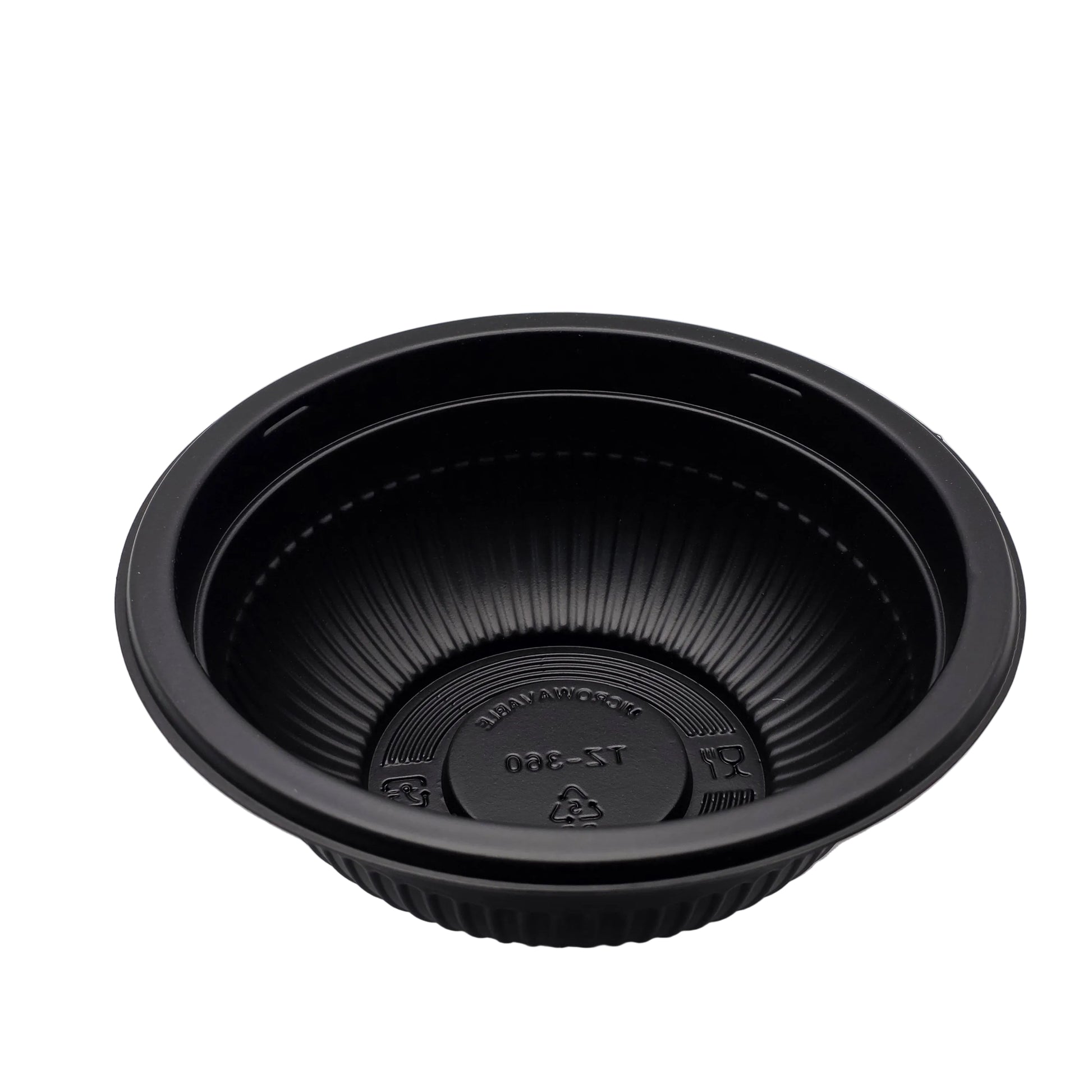 Black plastic bowl on a white background