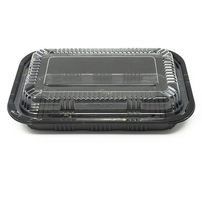 815 Rectangular Black Plastic Lunch Box Set 8" X 5 1/8" X 1 3/8" - 450/Case
