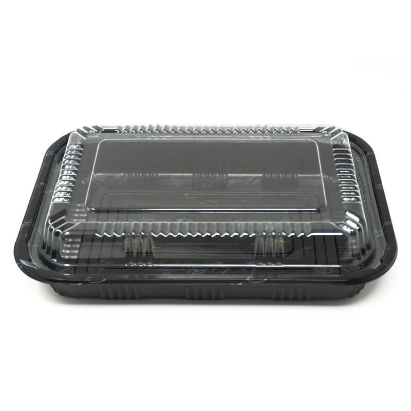 820 长方形黑色塑料午餐盒套装 8 3/8" X 5 3/4" X 1 3/8" - 400/箱