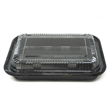 820 长方形黑色塑料午餐盒套装 8 3/8" X 5 3/4" X 1 3/8" - 400/箱