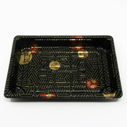 TZ Black 6 1/2" X 4 1/2" X 3/4" Plastic Rectangular Sushi Tray Container with Lid - 1500/Case