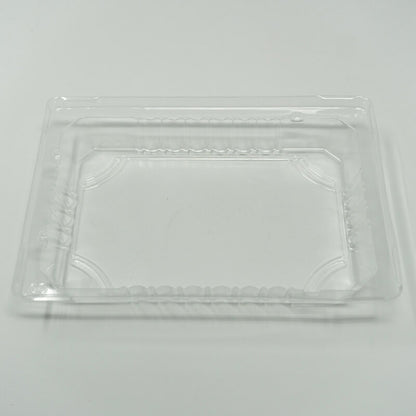 TZ Black 6 1/2" X 4 1/2" X 3/4" Plastic Rectangular Sushi Tray Container with Lid - 1500/Case