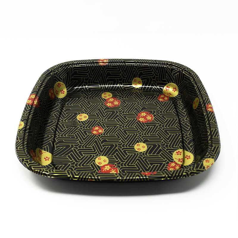 400S 方形花朵图案塑料派对托盘套装 14 1/8" X 14 1/8" X 1 5/8" - 60/箱