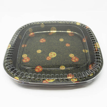 500S Square Flower Pattern Plastic Party Tray Set 16 1/8" X 16 1/8" X 1 5/8" - 60/Case